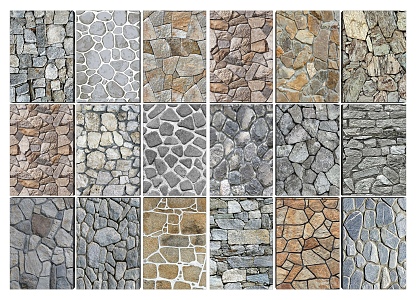 Rural rubble stone paving stone paving broken cultural stone floor tiles 3d model