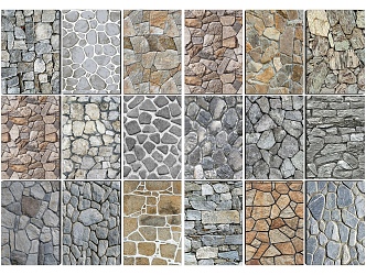 Rural rubble stone paving stone paving broken cultural stone floor tiles 3d model