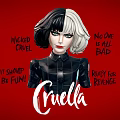 Cruella Portrait With Black And White Hair Leather Outfit Red Background Ready For Revenge