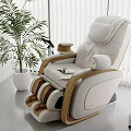 Modern White and Brown Massage Chair with Potted Plant in Home Interior