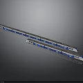 Modern Blue And White Train With Streamlined Design And Multiple Carriages