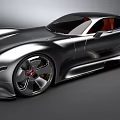 Silver Streamlined Sports Car with Red Seats Unique Wheels and Modern Sporty Design