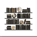 Organized Hardcover Books And Magazines On Wooden Bookshelf With Decorative Items