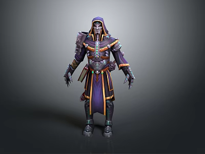 Elegant Purple Robe With Skeleton Head Accent And Long Sleeves For Costume Wear 3d model