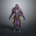 Elegant Purple Robe With Skeleton Head Accent And Long Sleeves For Costume Wear
