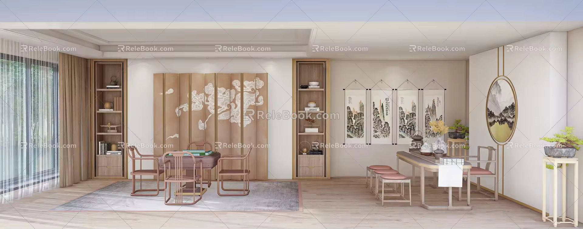 New Chinese Chess and Card Room Chess and Card Table 3d model