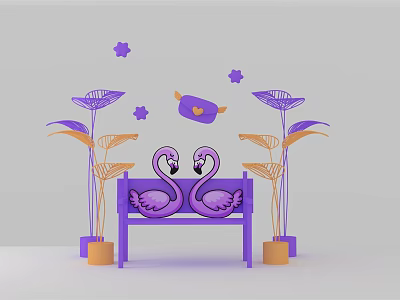 Modern Meichen Valentine's Day Love Envelope Internet Celebrity Seat Leaf Window 3d model