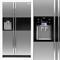 Modern Stainless Steel Refrigerator With Digital Display Ice Maker And Water Dispenser