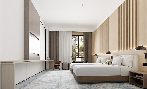 Modern Hotel Double Room 3d model