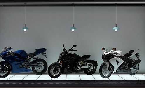 Modern Window Motorcycle Store Window 3d model