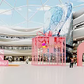 Modern Mall Interior Pink Photo Spot With Glass Structure And Arch Design