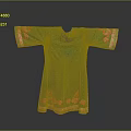 Elegant Green Traditional Dress with Pink Embroidery on Cuffs and Hem