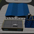 Industrial Factory Building Featuring Blue Roof White Tanks And Modern Construction Facilities