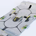 Modern Urban Plaza Design Featuring Circular Pathways Yellow Railings And Green Areas