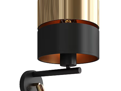 Modern Gold and Black Metal Wall Lamp with Warm Light Lampshade Design 3d model