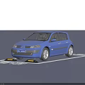 Blue Renault Car Parked in Branded Parking Space with Clear White Markings