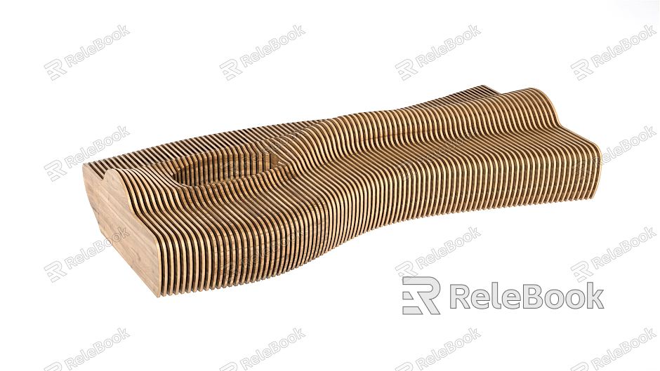 Modern Outdoor Chair Special-shaped Wooden Slatted Outdoor Landscape Seat Public Seat model