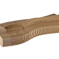 Curved Wooden Striped Landscape Seat Featuring Modern Design For Outdoor Use