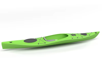 Sleek Green Kayak With Comfortable Seat And Secure Straps For Recreational Use 3d model