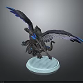 Mythical Avian Warrior With Blue Wings Holding Weapon On Frost Base 3D Model Sculpture