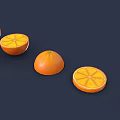 Fresh Whole and Sliced Oranges Arranged with Half Sections on Dark Background