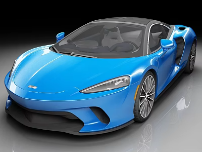 Blue Sports Car With Sleek Exterior Design And Alloy Wheels Front View 3d model