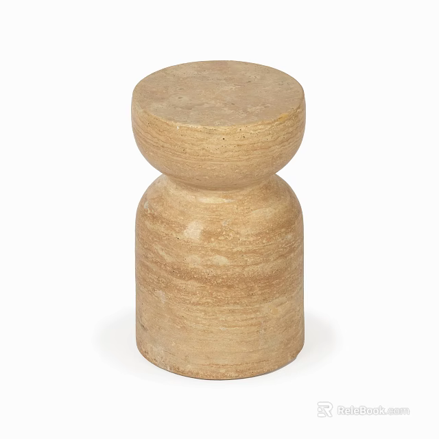 Light Brown Wooden Side Table with Minimalist Round Top and Cylindrical Base Natural Texture 3d model 