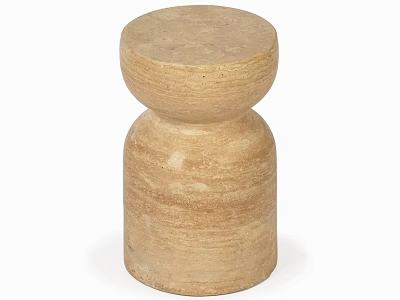 Light Brown Wooden Side Table with Minimalist Round Top and Cylindrical Base Natural Texture 3d model