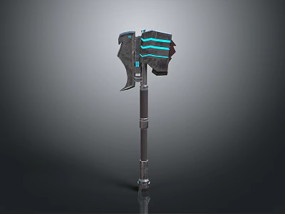 Futuristic Sci Fi Axe With Glowing Blue Stripes And Metallic Handle 3d model