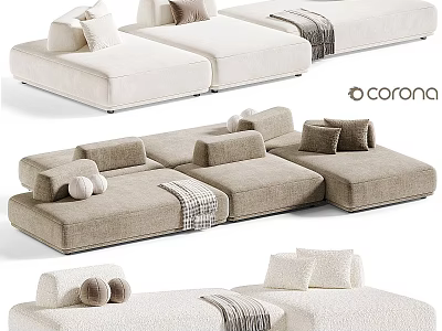 Modern Large Modular Fabric Multi Person Sectional Sofa With Plush Accent Pillows For Living Room 3d model