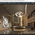 Modern Sales Office Interior With Reception Desk Pendant Light And Large Glass Windows