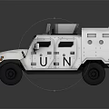 White UN Armored Vehicle With Roof Mounted Equipment And Military Design
