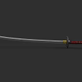 Traditional Katana Weapon With Silver Blade Red Black Handle And Golden Accents