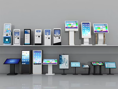 Public Facilities Featuring Various Self Service Kiosk Designs And Digital Touchscreen Displays 3d model