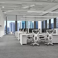 Bright Modern Minimalist Office Reception Area With Custom Brand Logo Wall And Spacious Open Workspace