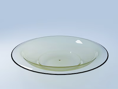 Elegant Clear Glass Dinnerware Set With Black Rim Round Plate Design 3d model