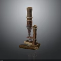 Vintage Industrial Style Electronic Microscope Featuring Metal Structure And Multi Layered Tubular Parts