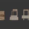 Building Models Featuring Roof Stairs Door Frames Stone And Wooden Components