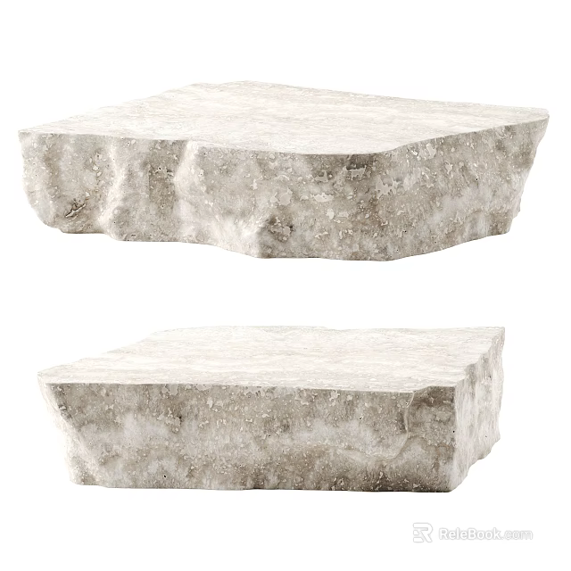 Natural Stone Coffee Table With Rough Surface And Minimalist Design 3d model 