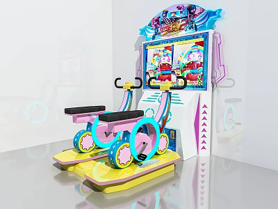 Double Rider Interactive Arcade Game Machine With Colorful Design And Cartoon Screen 3d model