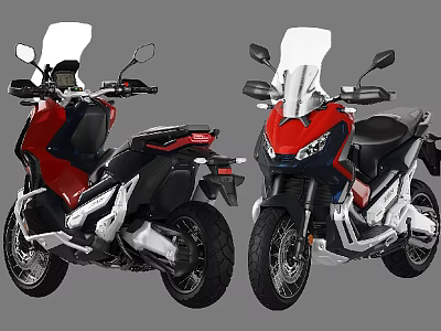 Two Red And Black Motorcycles Different Angle Displays 3d model