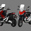 Two Red And Black Motorcycles Different Angle Displays 3d model