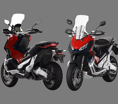 Two Red And Black Motorcycles Different Angle Displays 3d model