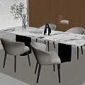 Dining table and chair combination rectangular multi-person 3d model