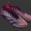 Stylish White Sports Shoes With Blue Stripes Purple Laces And Red Lining For Daily Wear