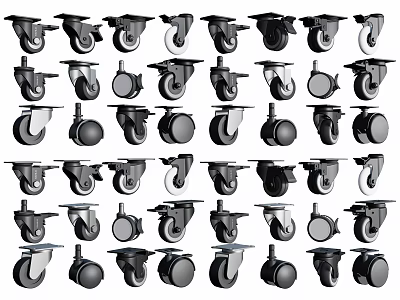 Various Types Of Casters With Different Designs For Furniture And Industrial Use 3d model