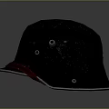 Five Colored Hats With Various Designs And Red Brims On Gray Background