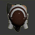 Futuristic Brown Leather Helmet with Goggles Metal Tubes and Rivets Design
