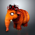 Vibrant Orange Cartoon Elephant Character With Red Mane And Big Eyes