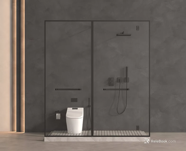Modern Shower Sauna Design With Glass Enclosure Steam Features And Wooden Benches In Home Spa 3d model 